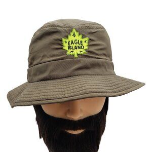 Big X EAGLE ISLAND Khaki Safari Sun Cap Bucket Hat Embroidered Fitted One Size